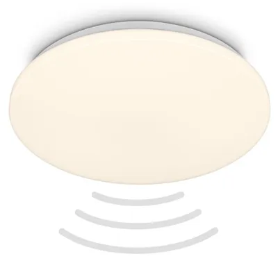 Obrázek produktu pro Stropní svítidlo Briloner Walk LED s detektorem pohybu IP54, detektor pohybu, ochrana proti stříkající vodě a prachu, dosah 3 m, detekce 120 stupňů, bílé, Ø35 x 5,5 cm