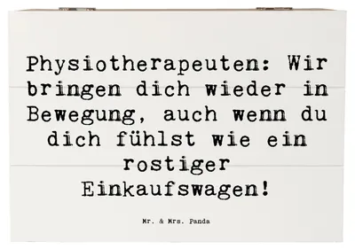 Produktbild von Mr. & Mrs. Panda Box Spruch Physiotherapeut Bewegung 22 x 15 cm - Weiß - Geschenk, medizinisches Wissen, Erinnerungsbox, Holzbox mit Deckel, Rehabilitation, Berufsalltag