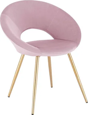 Image de Chaise Happyment Luxe en velours – Rose – Chaises de salle à manger avec accoudoirs – Chaise de réunion – Pieds métalliques dorés – 1 pièce – Hauteur d'assise 47 cm