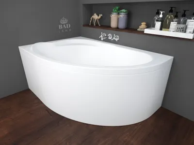 Zdjęcie produktu dla Wanna Akrylowa Zestaw 4w1 Asymetryczna 130x85 Lewa Biała + Obudowa Akrylowa, Nowoczesny Premium Syfon i Nogi (stelaż) w komplecie | BADLAND STANDARD