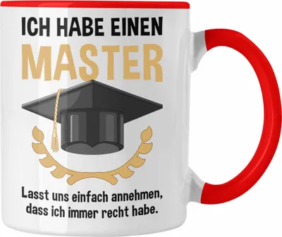 Produktbild von Trendation - Master Prüfung Tasse bestanden Geschenk Abschluss Masterarbeit Exam Prüfung Graduation (Rot)