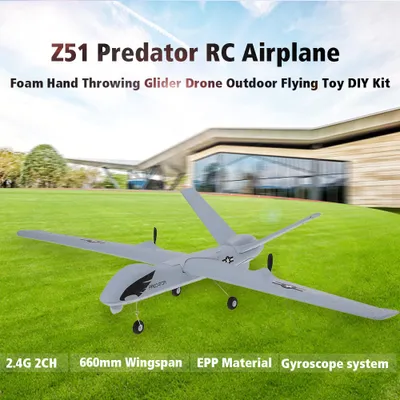 Produktbild von Z51 2.4G 2CH Predator Fernbedienung RC Flugzeug 660mm Spannweite Schaum Hand Werfen Segelflugzeug Drone DIY Kit fuer Kinder Anfaenger