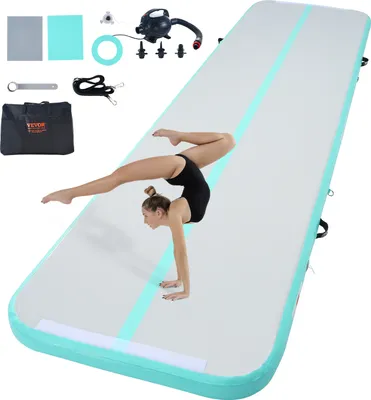 Produktbild von VEVOR Gymnastik-Luftmatte 10 cm Dick Aufblasbare Gymnastik-Tumbling-Matte, Tumbling-Bahn mit Elektrischer Pumpe, Trainingsmatten für den Heimgebrauch/Fitnessstudio /Yoga/Cheerleading/Strand/Park Grün