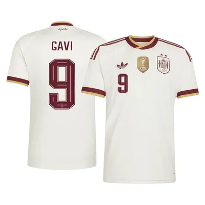 Immagine prodotto di #9 GAVI Maglia da trasferta a 2 stelle della Spagna per i Mondiali 2026 - Campioni. misurare:L