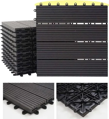 Obrázek produktu pro WPC dlažba Rhone, vzhled dřeva, balkon/patio, 11x po 30x30cm = 1m2 základ, antracitová lineární