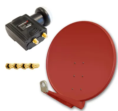 Produktbild von PremiumX DELUXE100 Satellitenantenne 100 cm Alu Ziegelrot DELUXE Twin LNB 4x F-Stecker