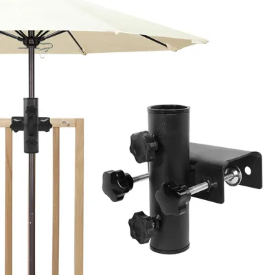 Produktbild von Balkonschirnhalter, für eckige Geländer, Metall, schwarz, für Balkon