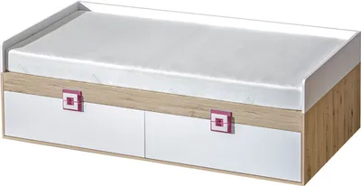Produktbild von Kinderbett / Jugendbett Fabian 14 inkl. Bodenplatte, Farbe: Eiche Hellbraun / Weiß / Rosa - 90 x 200 cm (L x B)