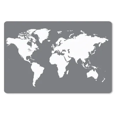 Produktbild von MuchoWow® Schreibtischunterlage Weltkarte - Weiß - Grau 60x40 cm - XXL Mauspad - Großes Mauspad