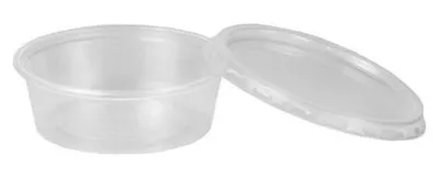 Produktbild von 500 tradingbay24 Dressingbecher mit Deckel, PP rund 50 ml Ø 7 cm, 2,4 cm transparent tbU95269 Saucenbecher Gastrobecher Sambalschalen Feinkost