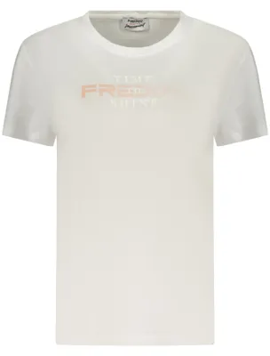 Produktbild von Weißes Damen Kurzarm T-Shirt mit Rundhals und stylischem Aufdruck