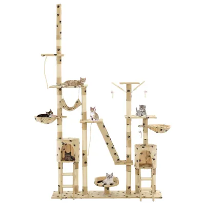 Image de vidaXL Arbre à chat Sisal 230 - 250 cm Impression pattes Beige