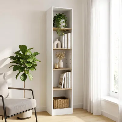 Produktbild von VCM Bücherregal für Aktenordner, Büroregal mit 5 Fächern, H. 183 x B. 38 x 30 cm, Standregal für Homeoffice und Büro - Dilos