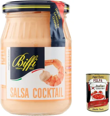 Produktbild von 12x Biffi salsa cocktail, würzen soße Salad sauce glas 180g + Italian gourmet polpa 400g