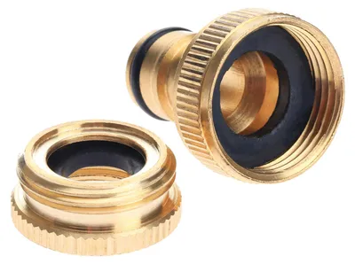 Productafbeelding van Messing tuinkraanaansluiting 1/2 inch tot 3/4 inch, kraanadapter