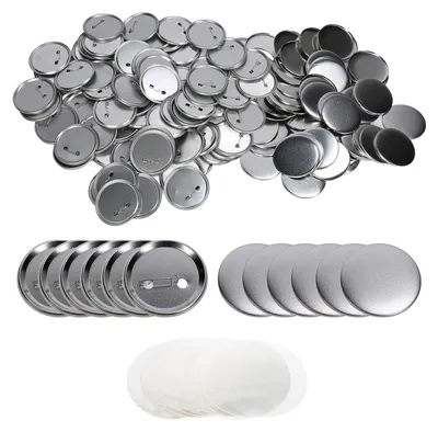 100er Set Blanko Button-Pins 58 mm, silber, Eisen, rund