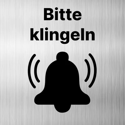 Produktbild von Bitte klingeln Schild Dibond/Alu 3 mm 12x12cm mit Klebepad Glocken Klingelschild