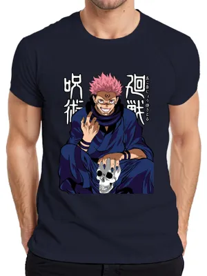 Zdjęcie produktu dla Koszulka męska Sukuna Jujutsu Kaisen Demon Skull Anime Scary Gloomy, granatowy, M