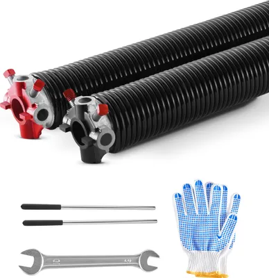 Produktbild von VEVOR Torsionsfedern für Garagentore Φ 6,35 x Φ 50,8 x 813 mm 16000 Zyklen, Elektrophorese, schwarz beschichtet zum Austauschen, Garagentorfedern mit rutschfesten Wickelstangen, Handschuhen
