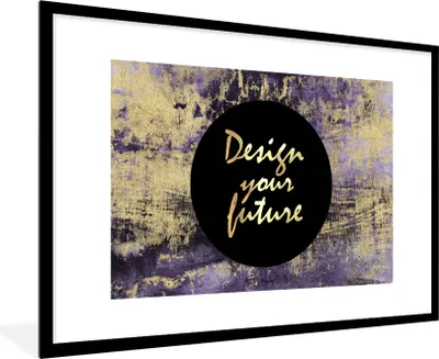 Produktbild von MuchoWow® Gerahmtes Poster Zitat - Schwarz - Gold - Lila 90x60 cm - Poster mit Schwarzem Bilderrahmen Wandposter Rahmen Foto Bilder - Wanddekoration - Fotos