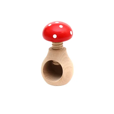 Produktbild von Hochwertiger handgedrechselter Holz Nussknacker als Fliegenpilz, hochwertige Handarbeit, ca. 10 cm