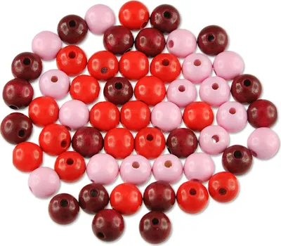 Produktbild von 56 Holzperlen 10mm Mix schweißfest speichelfest Holz Perlen rot
