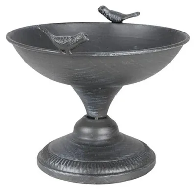 Image de Abreuvoir pour oiseaux Calice vintage gris Bain d'oiseaux Mangeoire Point d'eau Décoration de jardin