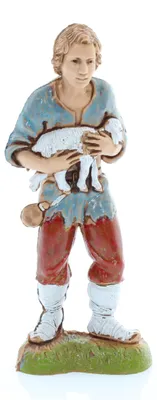 Figur Pastorello mit Lamm, mehrfarbig, 10 cm, PVC