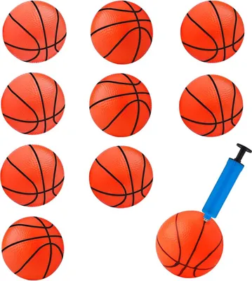 Produktbild von 10 Stück 10cm Mini Aufblasbare Basketballen - Gummi Mini-Basketball Spielzeug mit einem Inflator - Aufblasbare Basketballen für Kinder zum Spielen, Üben und Strandaktivitäten (Orange)
