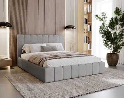 Zdjęcie produktu dla BESILIO Sypialnia łóżko slim 140x200 Lexy - stelaż metalowy, pojemnik na pościel, slim łóżko - Szary