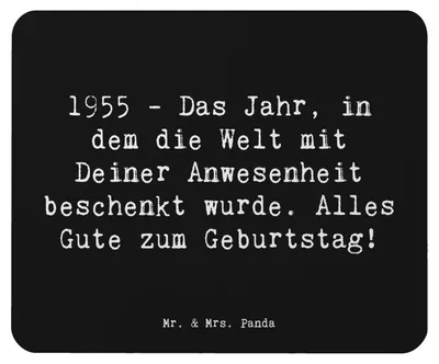 Produktbild von Mr. & Mrs. Panda Mouse Pad Spruch 1955 Geburtstag - Schwarz - Geschenk, computermatte, Geburtstagsgeschenk, Geburtstagsgruß, mousematte, Geburt, Happy Birthday, Mousepad