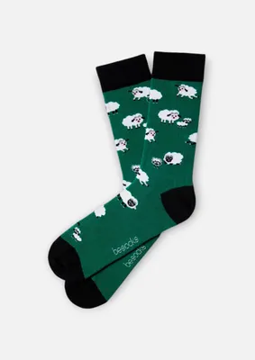 Produktbild von BeSocks Bio-Baumwollsocken - Schaf, Farbe grün, Größe 36-40