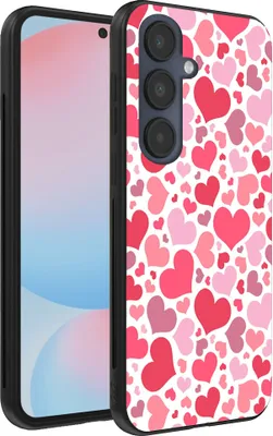 Productafbeelding van Smartphonica Telefoonkoffer, geschikt voor Samsung Galaxy S24 FE, met hartjesprint - TPU achterkantbescherming - Kindertelefoonkoffer met hartjesdesign