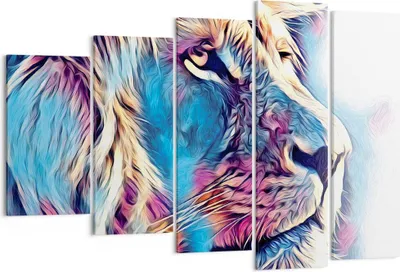 Produktbild von Bild auf Leinwand - Leinwandbild - 5 Teile - Löwe Mähne Märchen - 150x100cm - Wand Bild - Wanddeko - Wandbilder - Leinwanddruck - Bilder - Wanddekoration - Leinwand bilder - Wandbild - EG150x100-4713