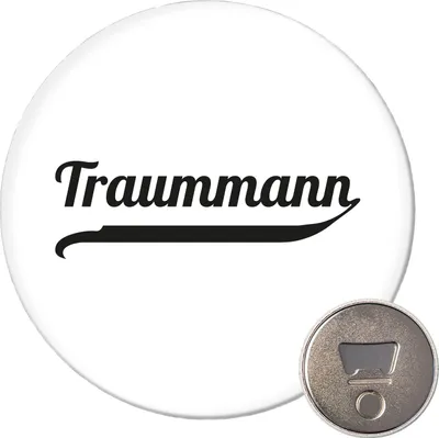 Produktbild von Huuraa Magnet Traummann Schriftzug 59mm Kühlschrankmagnet rund Flaschenöffner Geschenkidee