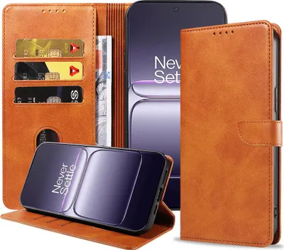 Image de Convient à OnePlus Nord CE 5 Etui de téléphone en faux cuir avec lèvre magnétique et porte-cartes Etui de livre avec rabat - Etui de portefeuille avec porte-cartes - Marron - Smartphonica