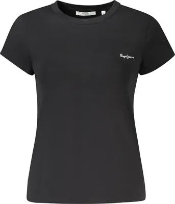 Produktbild von Damen Kurzarm-T-Shirt Schwarz mit Stickerei aus Baumwolle