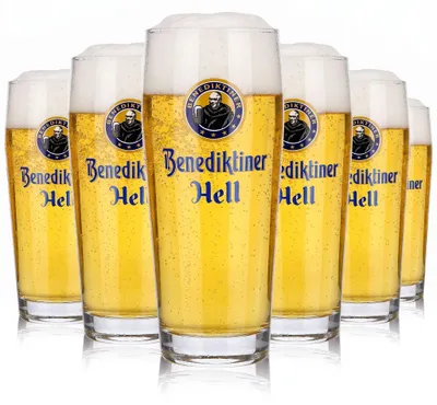 Produktbild von 6x Benediktiner Weissbräu Bier Glas 0,5l Willi Becher Hell Sahm Gläser Pils Bar