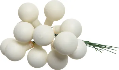 Produktbild von Weihnachtskugeln am Draht 2cm Glas 12 Stück - Wollweiß matt