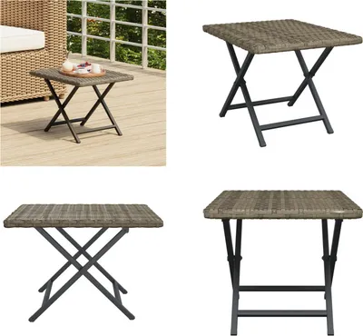Image de vidaXL Table pliante Gris 45x35x32 cm Poly Rotin - Table pliante - Tables pliantes - Meuble de jardin - Table à manger