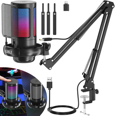 Produktbild von USB Gaming Mikrofon Plug & Play für PC/Laptop, PS4/PS5, kompatibel für Gaming Streaming Podcasting Videokonferenzen