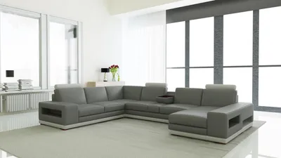 Zdjęcie produktu dla Skórzana kanapa do salonu w kształcie litery U nowoczesna sofa 5154