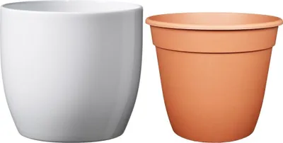 Produktbild von MePla - Set - Übertopf Basel ø27 + Pflanztopf ø26 - weiss