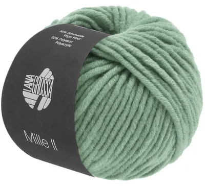 Produktbild von Lana Grossa MILLE II 50 g strapazierfähiges Mischgarn mit Wolle 55 m Farbe 116 - Graugrün, KI-generiertes Bild