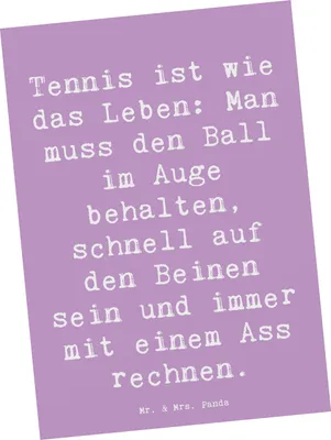 Produktbild von Mr. & Mrs. Panda Postkarte Spruch Tennis Lebensweisheit - Lavendeltraum - Geschenk, Ansichtskarten, Tennistraining, Sportler, Ball im Auge behalten, Wachsamkeit, Doppel