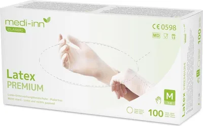 Produktbild von Medi-Inn Latex Premium - 1000 Einmalhandschuhe - natur - puderfrei -  Gr. S
