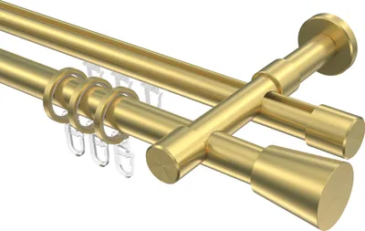 Produktbild von Interdeco Rundrohr-Innenlaufstange / Gardinenstange (Kombination) Messing-Optik, Typ Prestige Sitra (Konus), 20 mm Ø 2-läufig, 160 cm