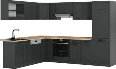 Image de Cuisine en angle Vicco R-Line Anthracite campagne/Anthracite 287 x 227 cm, PT Chêne, Model 53653