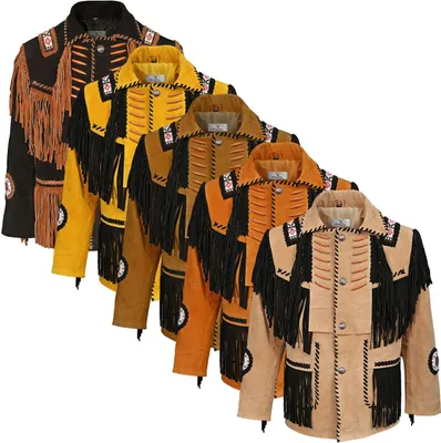 Produktbild von Herren Westernjacke Western Reiter Jacke Lederjacke, Größe:54/XL, Farbe:Beige