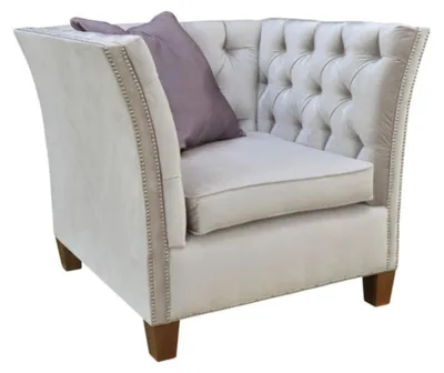 Produktbild von Sessel Textil Stoff Hell Grau Kreative Möbel Neu Wohnzimmer Modern Chesterfield